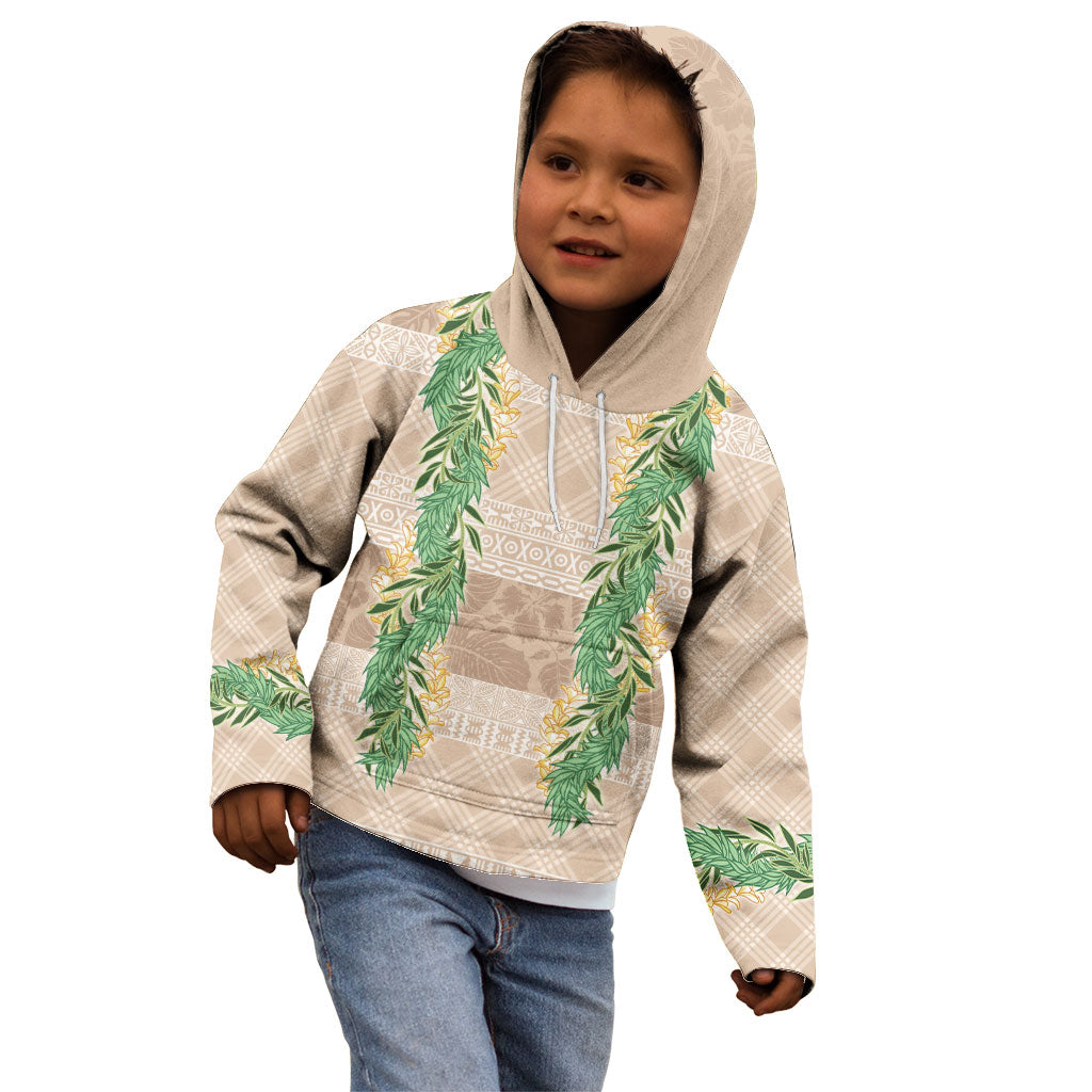 Hawai'i Paniolo Maile Twisted Lei Kid Hoodie Almond Brown LT7 - Polynesian Pride