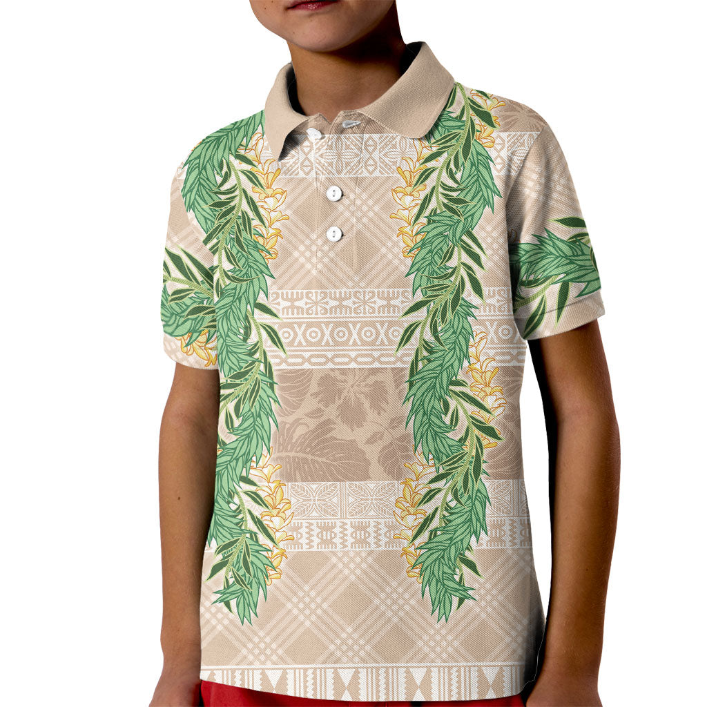 Hawai'i Paniolo Maile Twisted Lei Kid Polo Shirt Almond Brown LT7 Kid Brown - Polynesian Pride