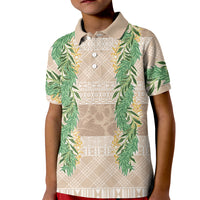 Hawai'i Paniolo Maile Twisted Lei Kid Polo Shirt Almond Brown LT7 Kid Brown - Polynesian Pride