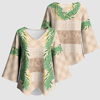 Hawai'i Paniolo Maile Twisted Lei Kimono Sleeve Blouse Almond Brown LT7 - Polynesian Pride