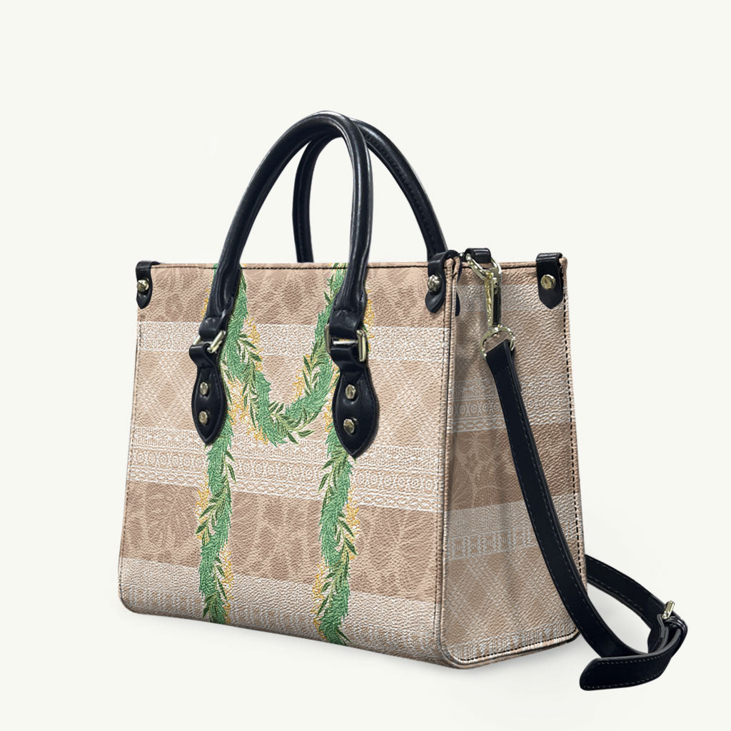 Hawai'i Paniolo Maile Twisted Lei Leather Bag Almond Brown LT7 Brown - Polynesian Pride