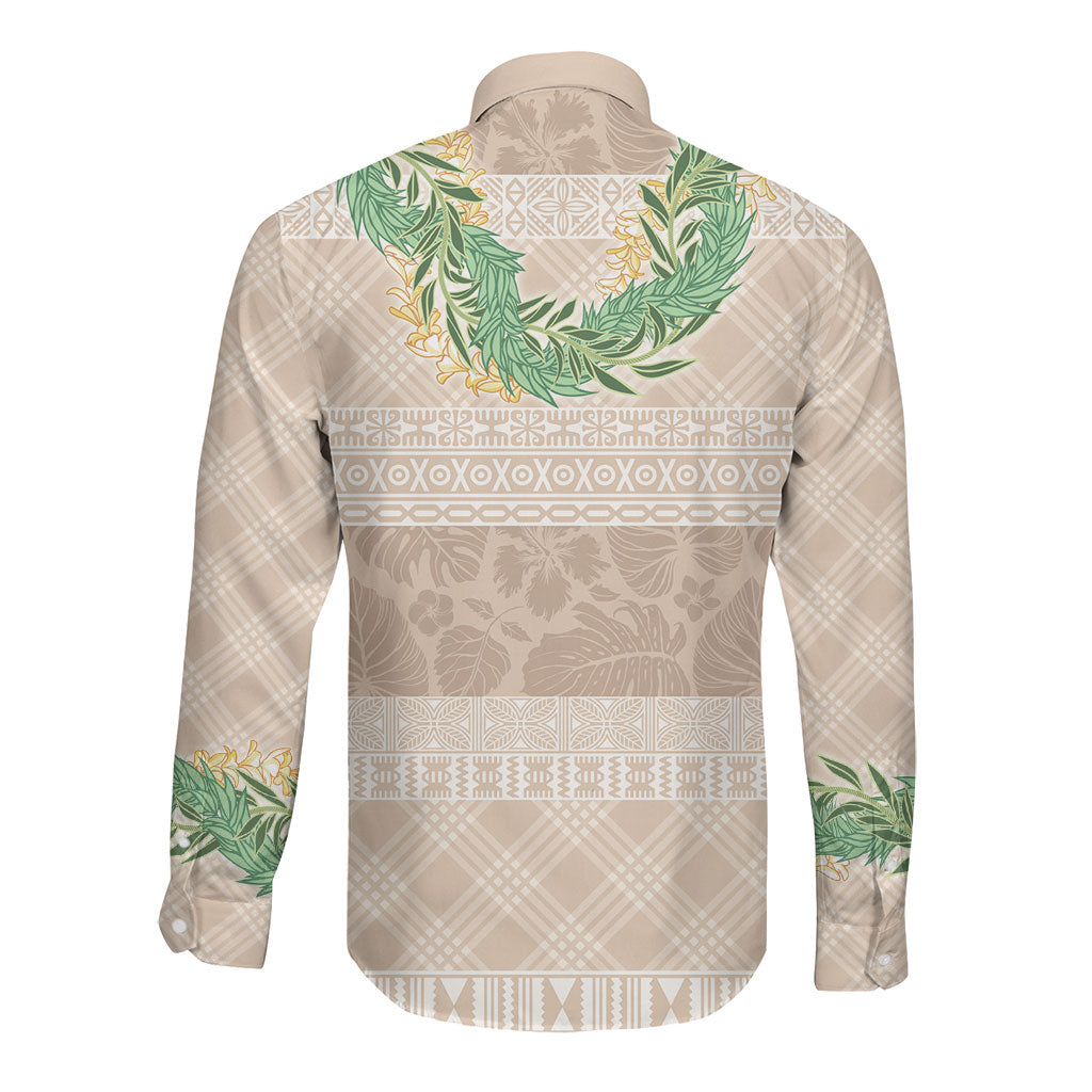 Hawai'i Paniolo Maile Twisted Lei Long Sleeve Button Shirt Almond Brown LT7 - Polynesian Pride