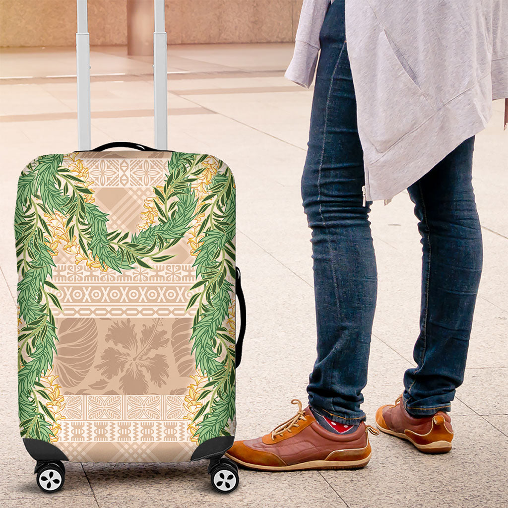 Hawai'i Paniolo Maile Twisted Lei Luggage Cover Almond Brown LT7 Brown - Polynesian Pride