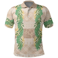 Hawai'i Paniolo Maile Twisted Lei Polo Shirt Almond Brown LT7 Brown - Polynesian Pride