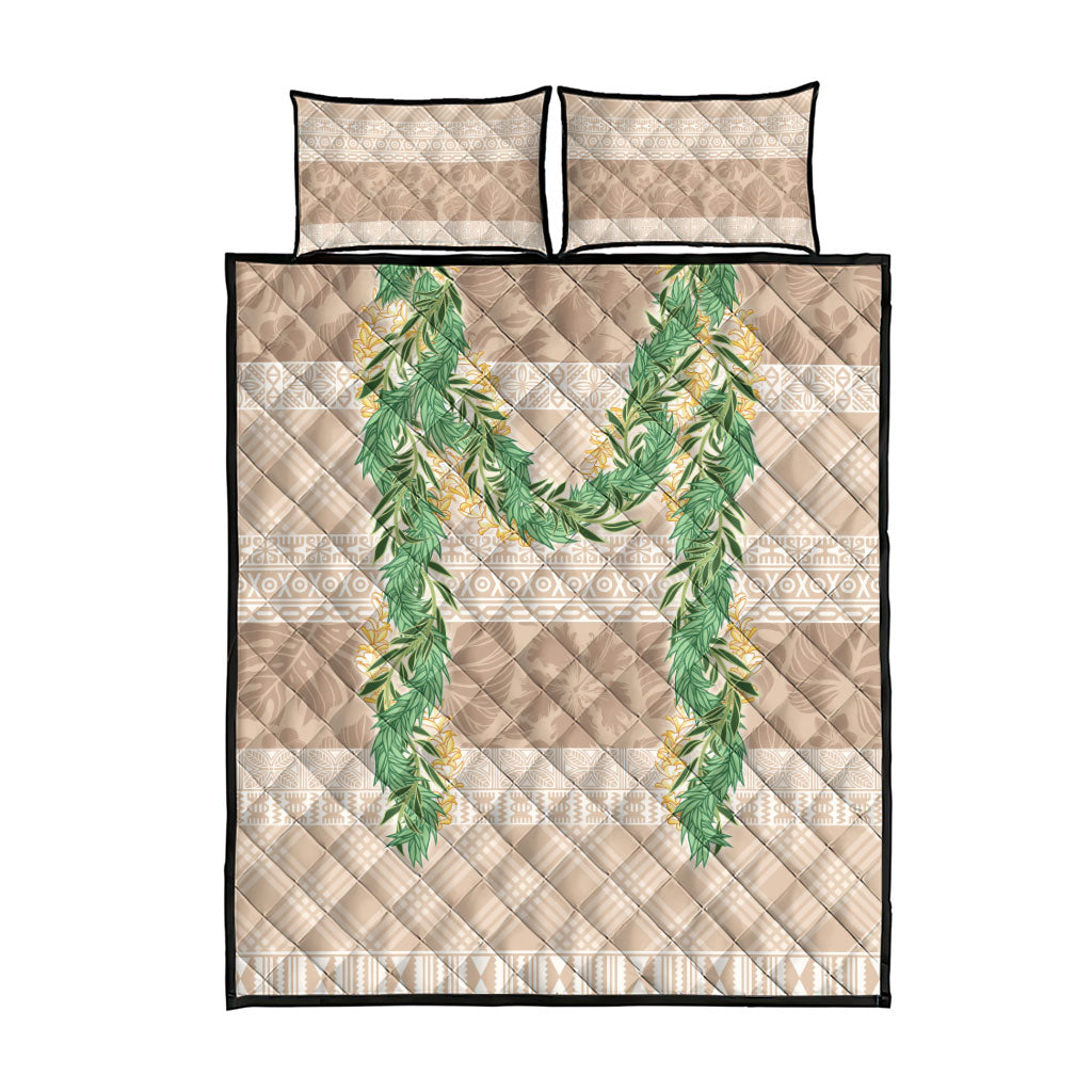 Hawai'i Paniolo Maile Twisted Lei Quilt Bed Set Almond Brown LT7 - Polynesian Pride
