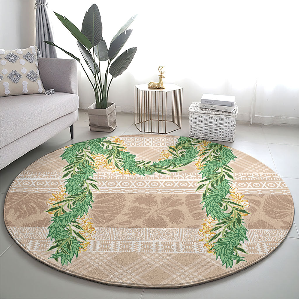 Hawai'i Paniolo Maile Twisted Lei Round Carpet Almond Brown LT7 - Polynesian Pride