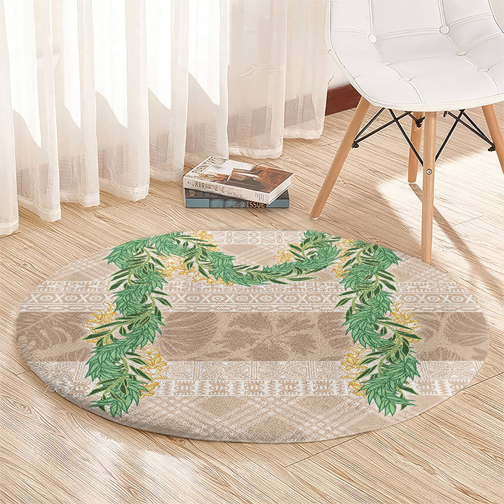 Hawai'i Paniolo Maile Twisted Lei Round Carpet Almond Brown LT7 - Polynesian Pride