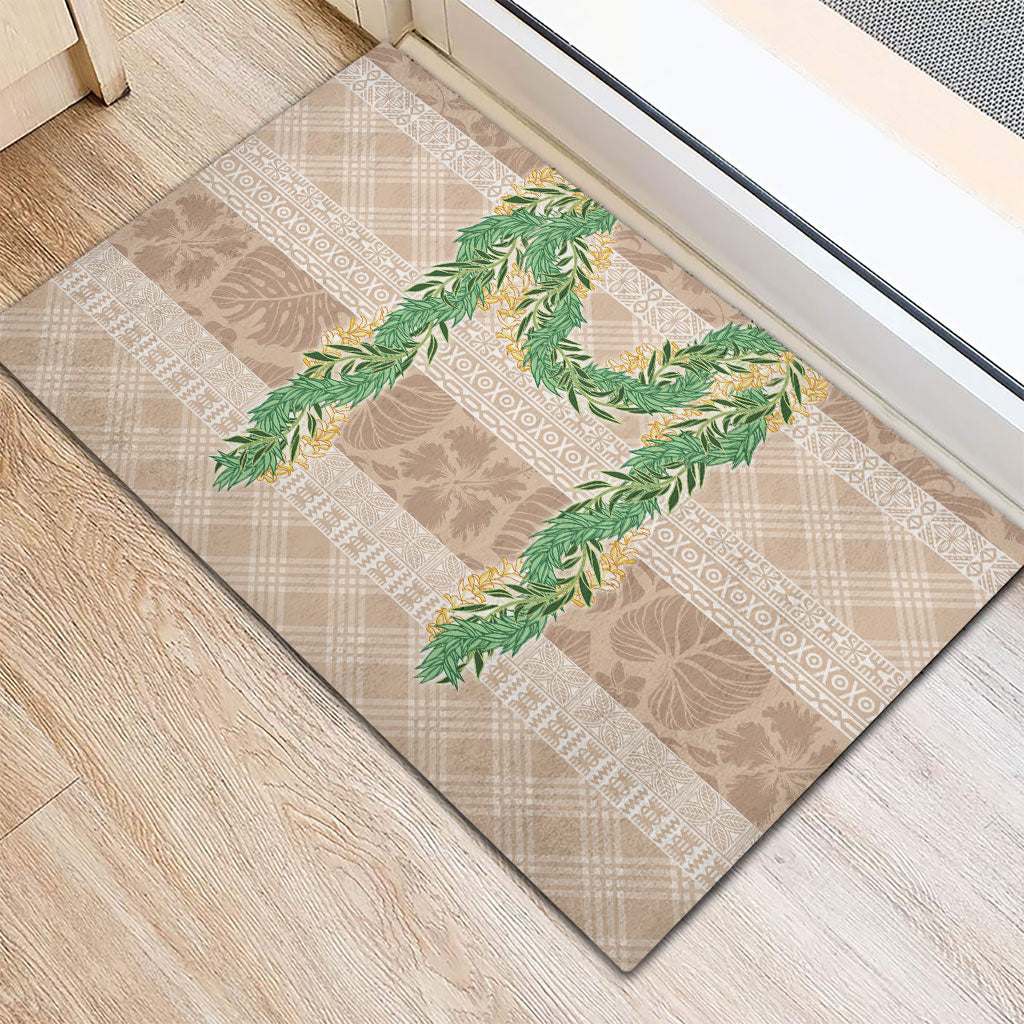 Hawai'i Paniolo Maile Twisted Lei Rubber Doormat Almond Brown LT7 - Polynesian Pride
