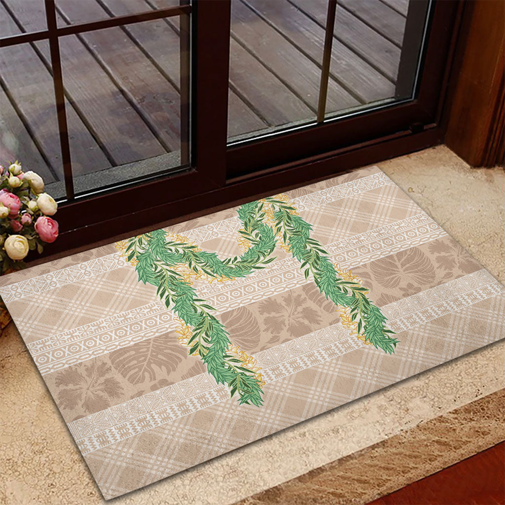 Hawai'i Paniolo Maile Twisted Lei Rubber Doormat Almond Brown LT7 - Polynesian Pride
