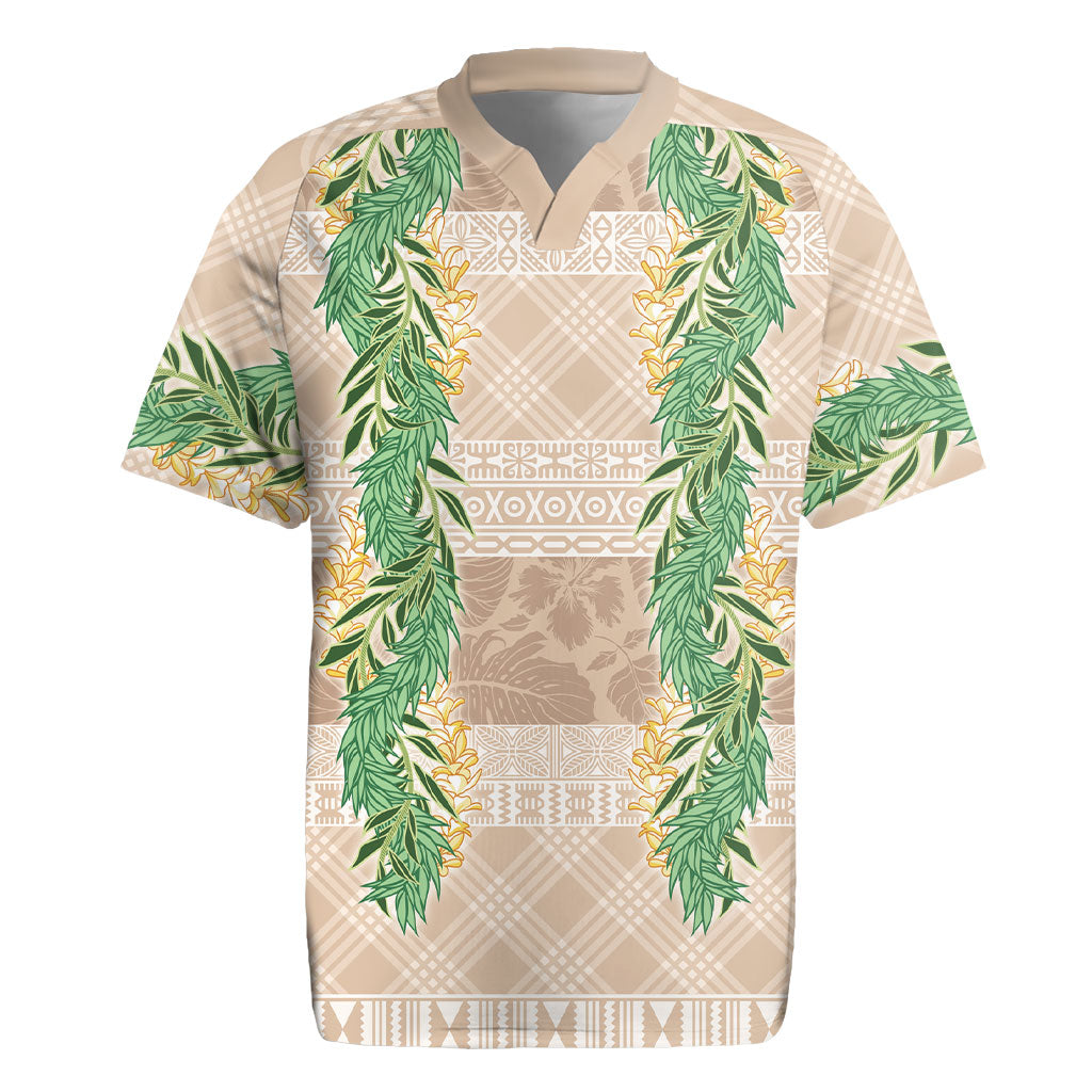 Hawai'i Paniolo Maile Twisted Lei Rugby Jersey Almond Brown