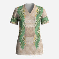 Hawai'i Paniolo Maile Twisted Lei Scrub Top Almond Brown LT7 Adult Brown - Polynesian Pride