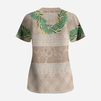 Hawai'i Paniolo Maile Twisted Lei Scrub Top Almond Brown LT7 - Polynesian Pride
