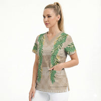 Hawai'i Paniolo Maile Twisted Lei Scrub Top Almond Brown LT7 - Polynesian Pride