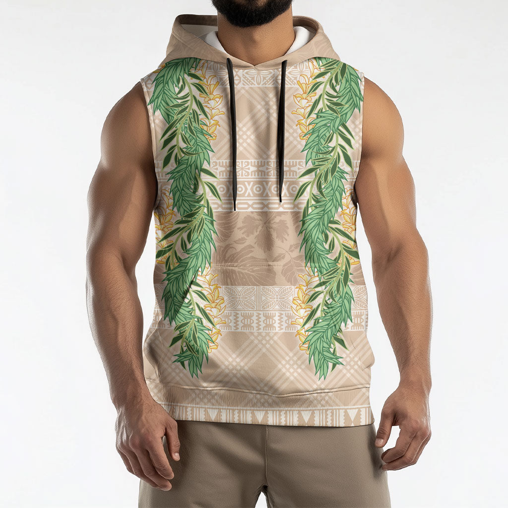 Hawai'i Paniolo Maile Twisted Lei Sleeveless Hoodie Almond Brown LT7 - Polynesian Pride