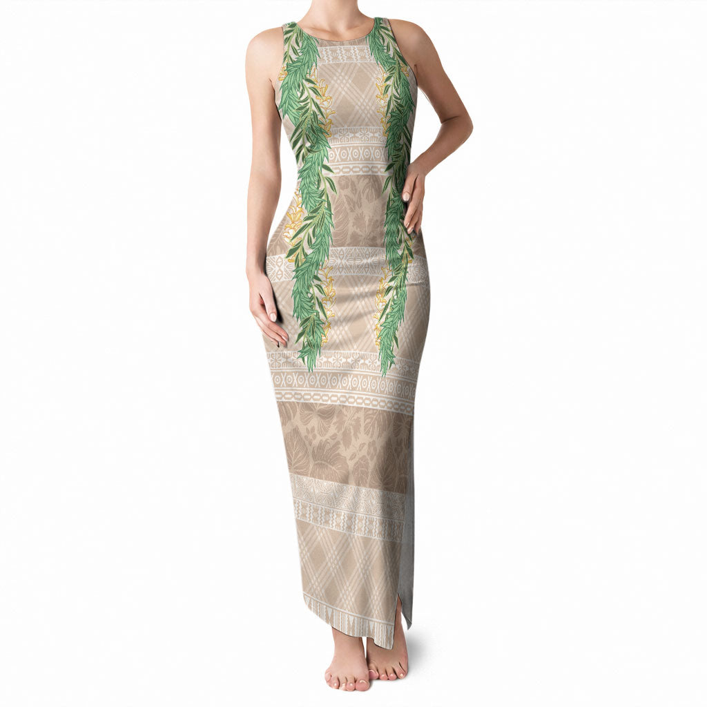 Hawai'i Paniolo Maile Twisted Lei Tank Maxi Dress Almond Brown LT7 Women Brown - Polynesian Pride