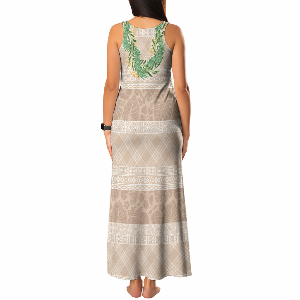 Hawai'i Paniolo Maile Twisted Lei Tank Maxi Dress Almond Brown LT7 - Polynesian Pride