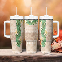 Hawai'i Paniolo Maile Twisted Lei Tumbler With Handle Almond Brown LT7 - Polynesian Pride