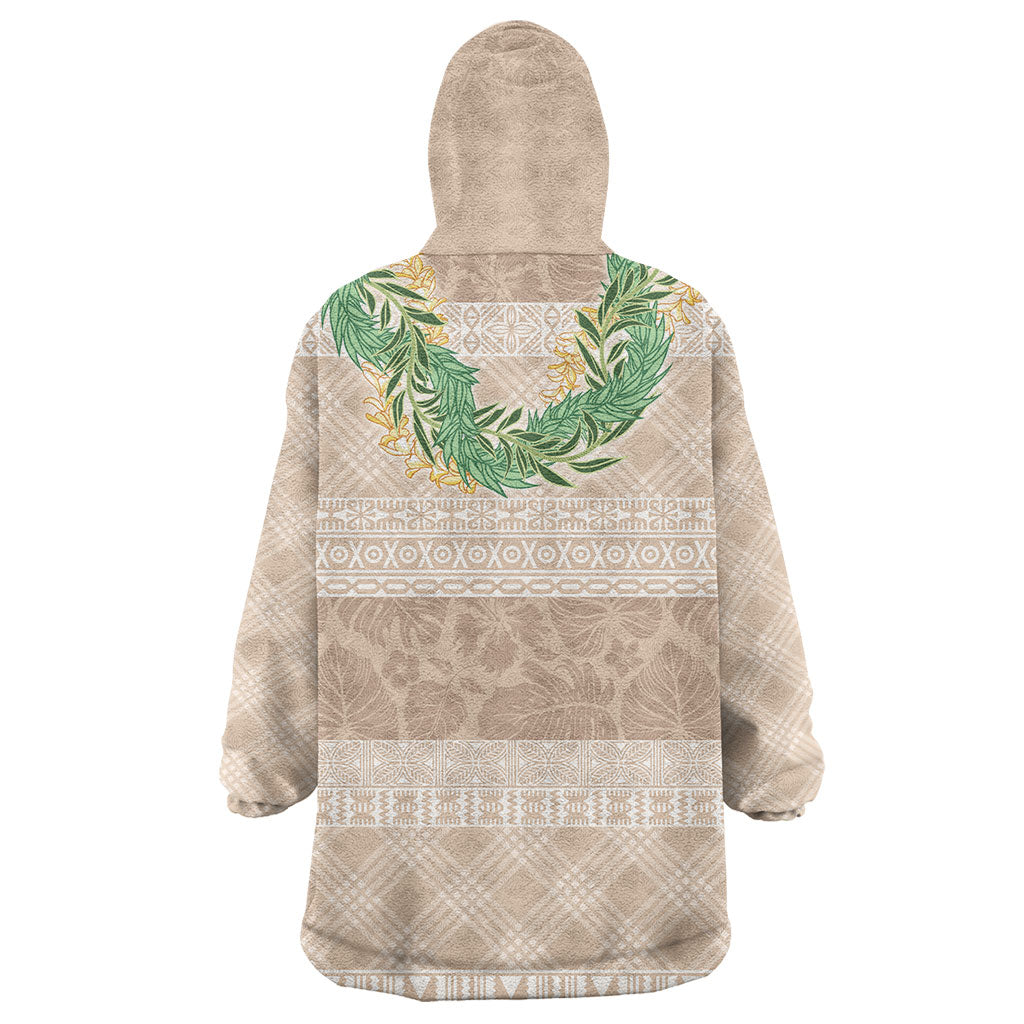 Hawai'i Paniolo Maile Twisted Lei Wearable Blanket Hoodie Almond Brown LT7 - Polynesian Pride