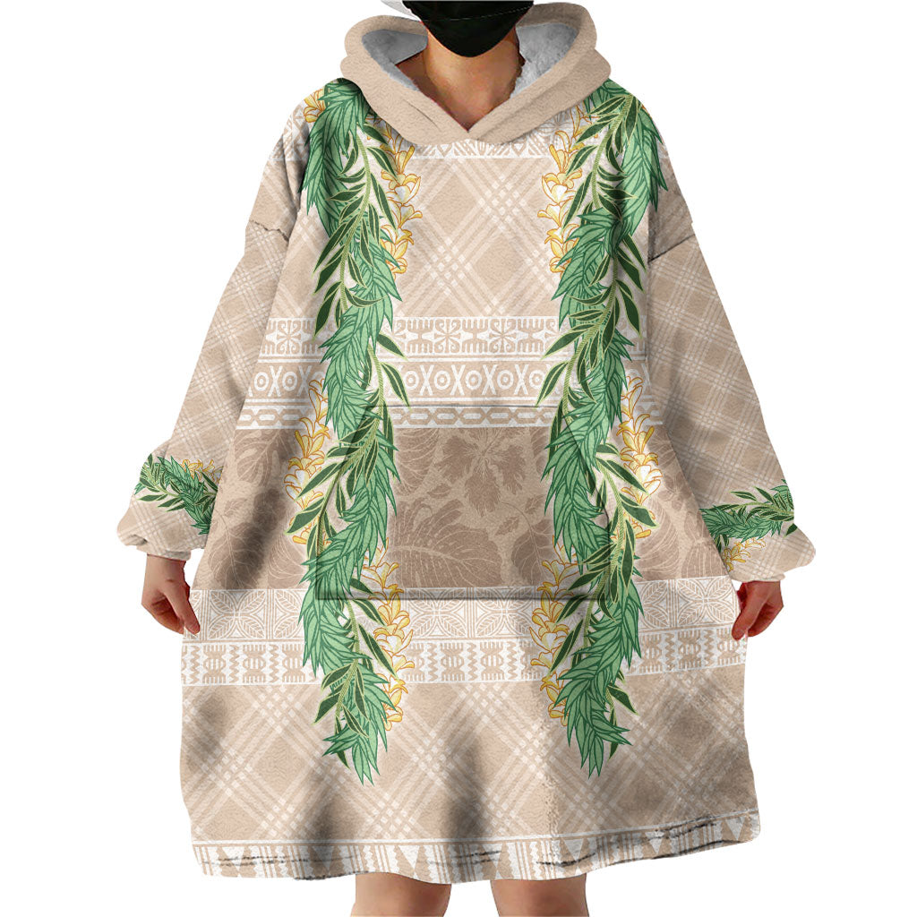Hawai'i Paniolo Maile Twisted Lei Wearable Blanket Hoodie Almond Brown LT7 - Polynesian Pride