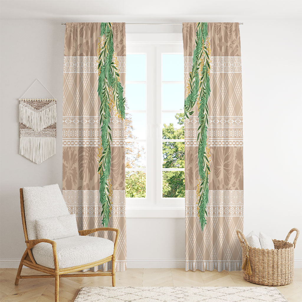 Hawai'i Paniolo Maile Twisted Lei Window Curtain Almond Brown LT7 - Polynesian Pride