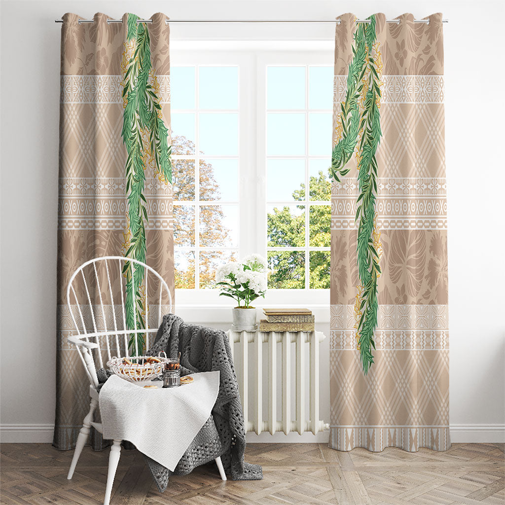Hawai'i Paniolo Maile Twisted Lei Window Curtain Almond Brown LT7 - Polynesian Pride