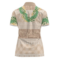 Hawai'i Paniolo Maile Twisted Lei Women Polo Shirt Almond Brown LT7 - Polynesian Pride