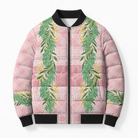 Hawai'i Paniolo Maile Twisted Lei Bomber Puffer Jacket Dusty Rose LT7 Unisex Dusty Rose - Polynesian Pride
