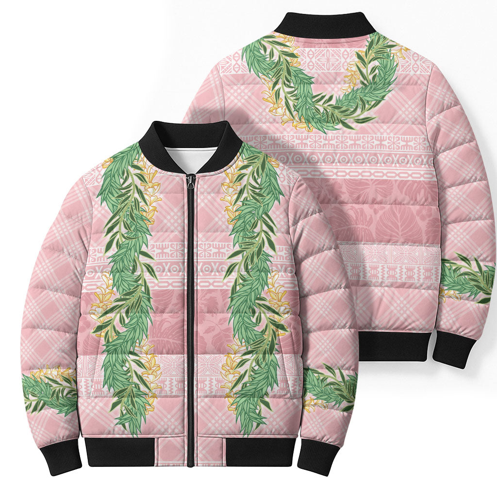 Hawai'i Paniolo Maile Twisted Lei Bomber Puffer Jacket Dusty Rose LT7 - Polynesian Pride