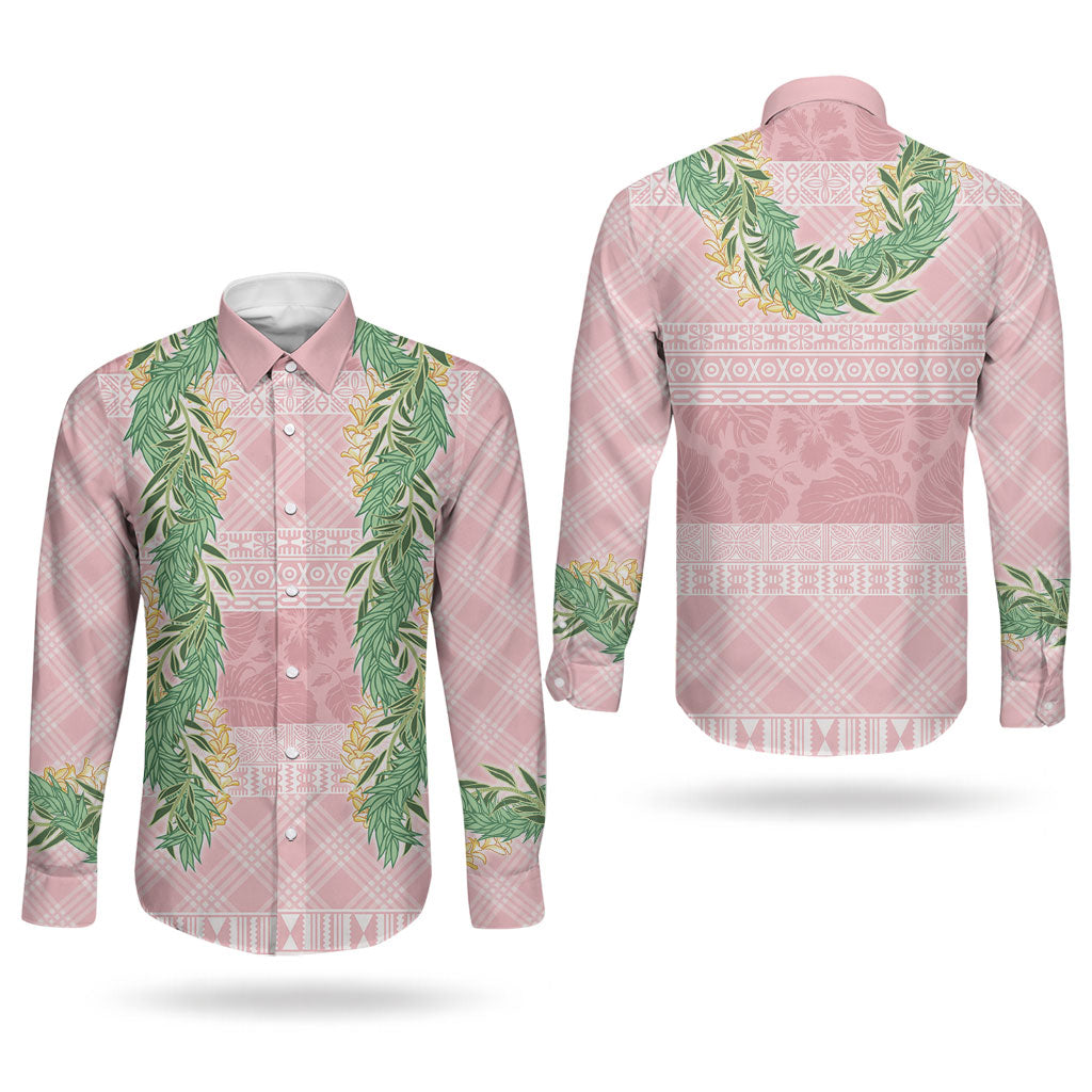 Hawai'i Paniolo Maile Twisted Lei Couples Matching Mermaid Dress and Long Sleeve Button Shirt Dusty Rose LT7 - Polynesian Pride