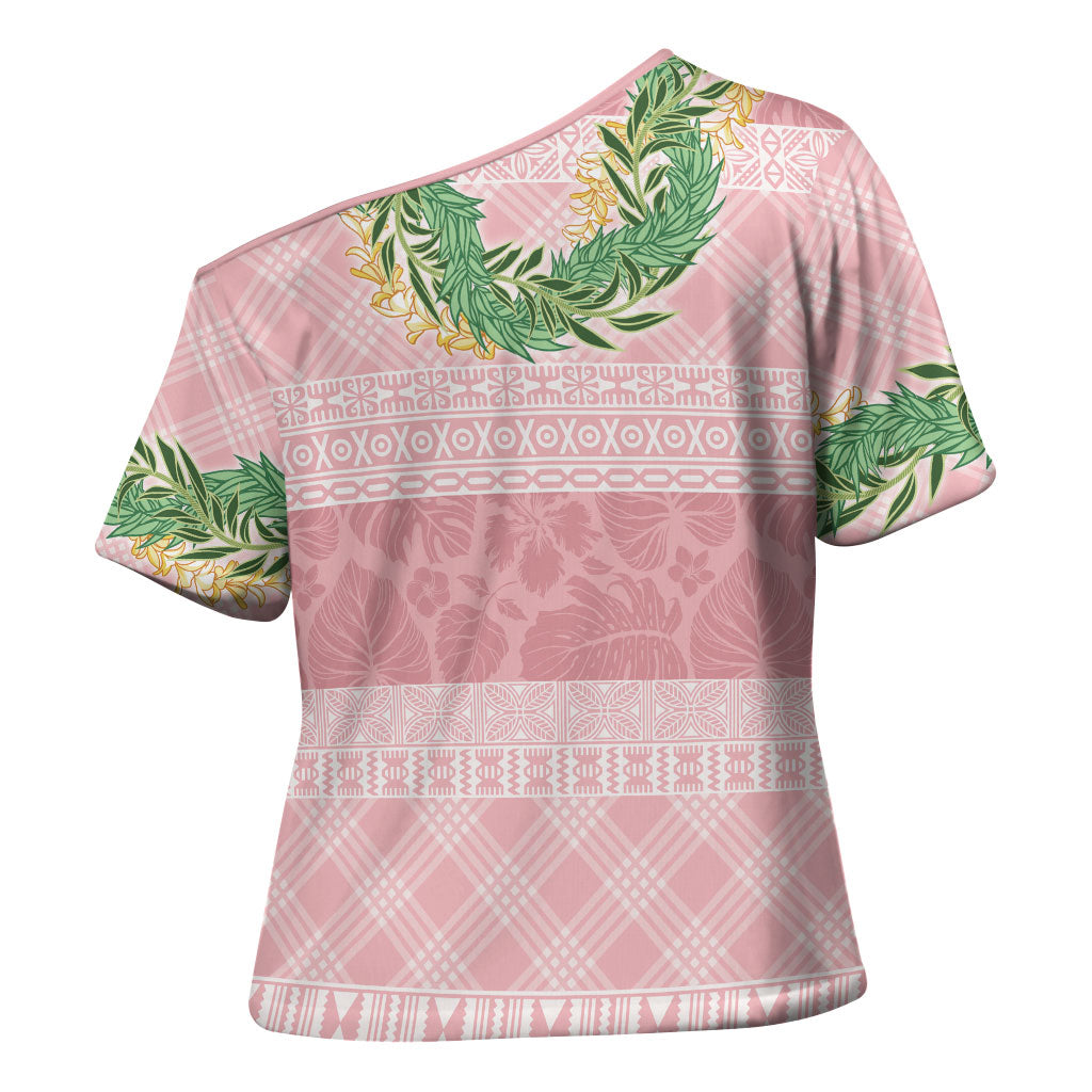 Hawai'i Paniolo Maile Twisted Lei Cross Shoulder Shirt Dusty Rose LT7 - Polynesian Pride