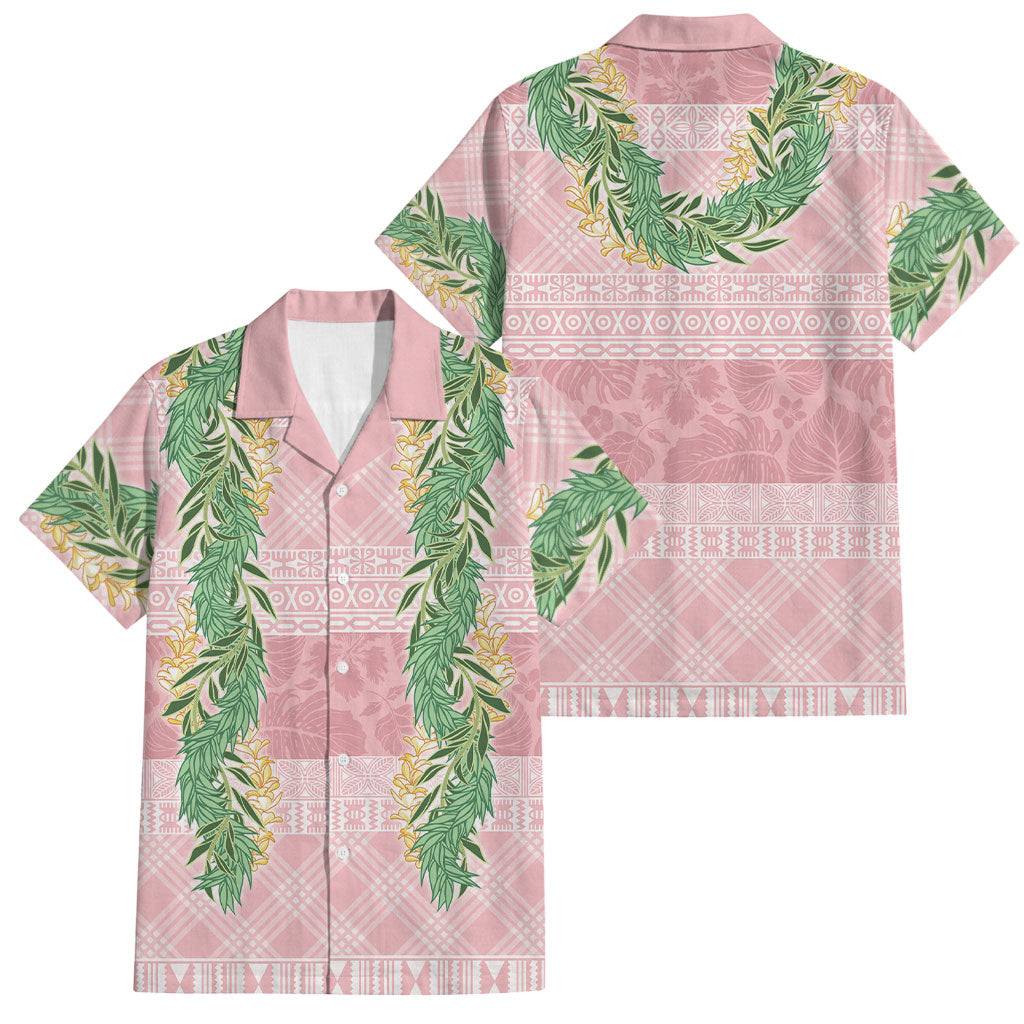 Hawai'i Paniolo Maile Twisted Lei Family Matching Off The Shoulder Long Sleeve Dress and Hawaiian Shirt Dusty Rose LT7 Dad's Shirt - Short Sleeve Dusty Rose - Polynesian Pride