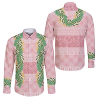 Hawai'i Paniolo Maile Twisted Lei Family Matching Puletasi and Hawaiian Shirt Dusty Rose LT7 Dad's Shirt - Long Sleeve Dusty Rose - Polynesian Pride
