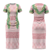 Hawai'i Paniolo Maile Twisted Lei Family Matching Short Sleeve Bodycon Dress and Hawaiian Shirt Dusty Rose LT7 Mom's Dress Dusty Rose - Polynesian Pride