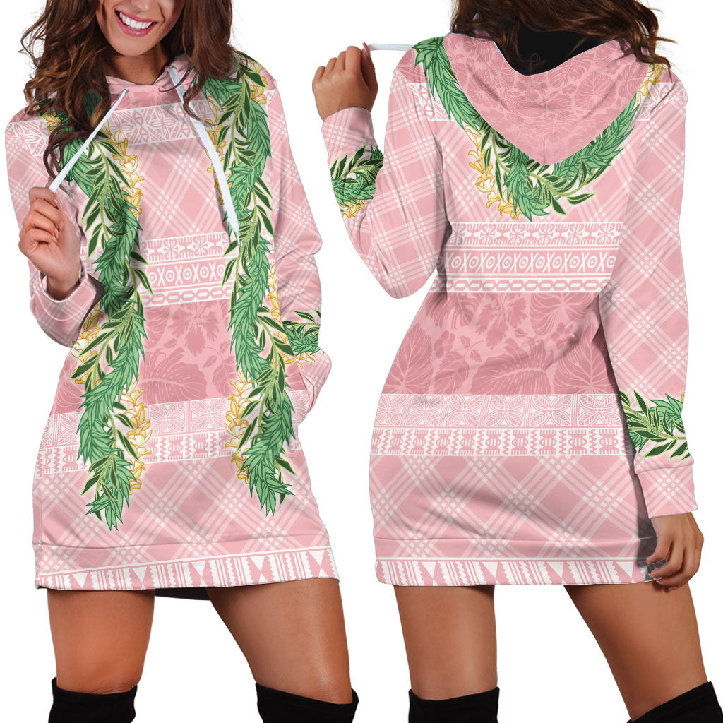 Hawai'i Paniolo Maile Twisted Lei Hoodie Dress Dusty Rose LT7 - Polynesian Pride