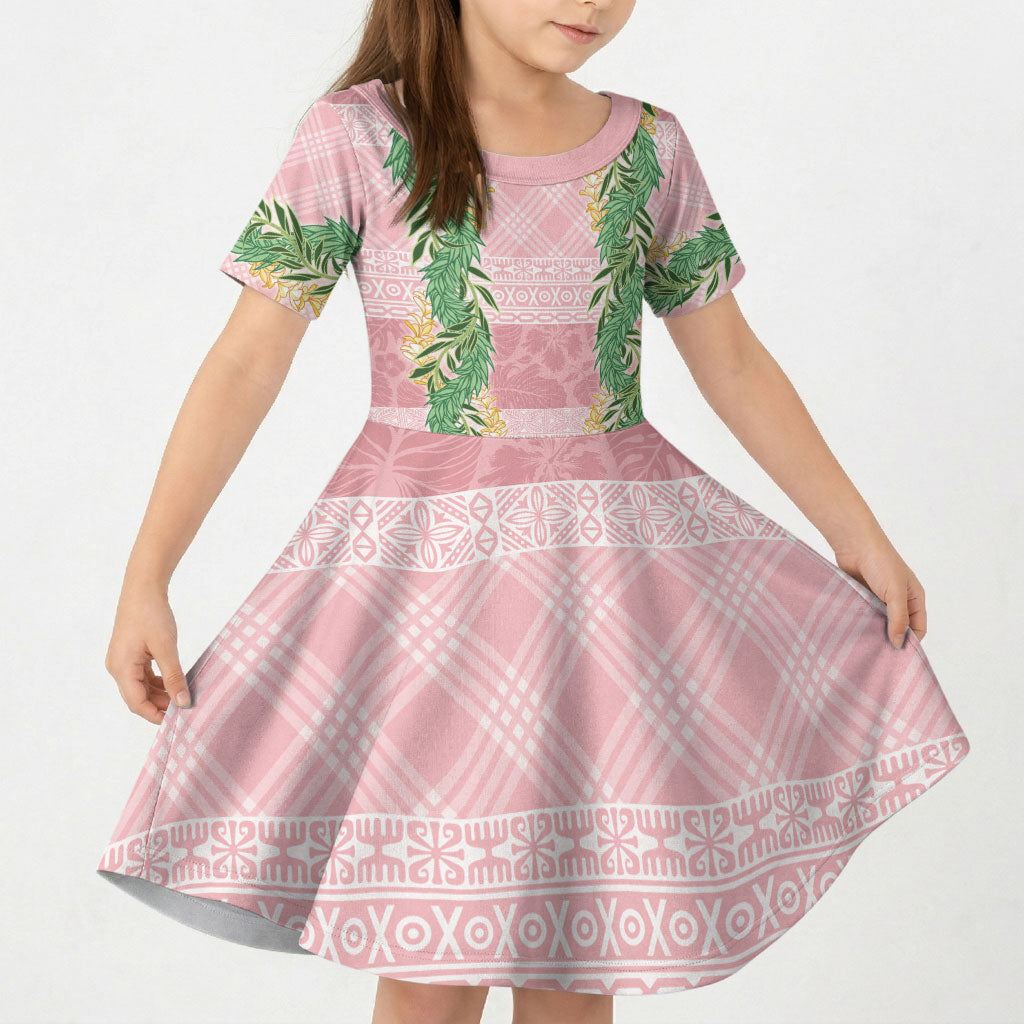 Hawai'i Paniolo Maile Twisted Lei Kid Short Sleeve Dress Dusty Rose LT7 KID Dusty Rose - Polynesian Pride