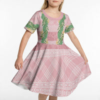 Hawai'i Paniolo Maile Twisted Lei Kid Short Sleeve Dress Dusty Rose LT7 - Polynesian Pride