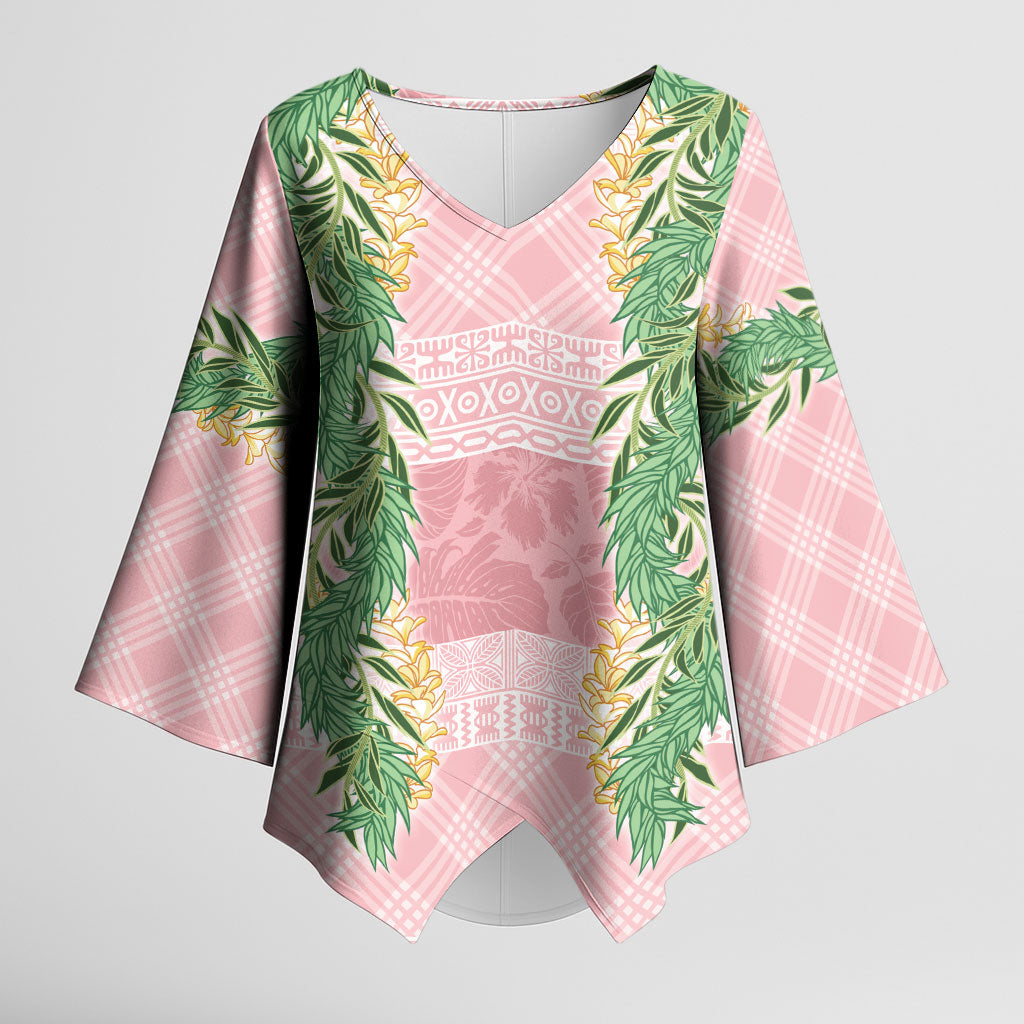 Hawai'i Paniolo Maile Twisted Lei Kimono Sleeve Blouse Dusty Rose
