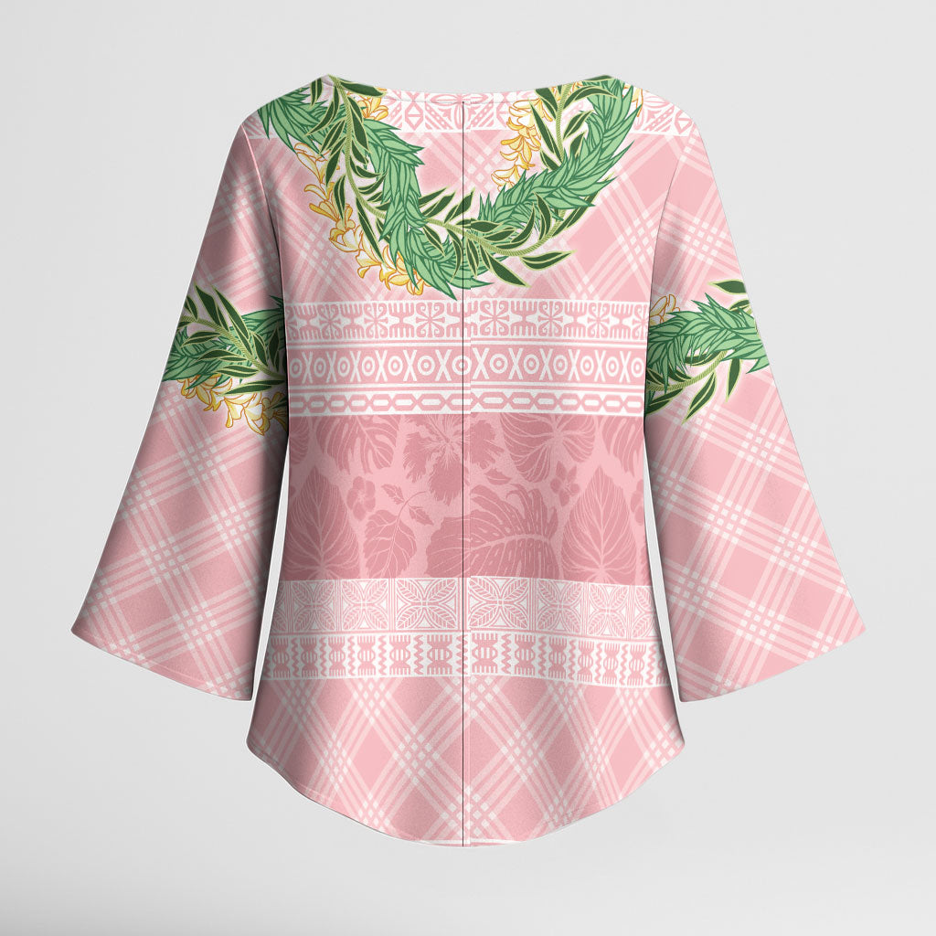 Hawai'i Paniolo Maile Twisted Lei Kimono Sleeve Blouse Dusty Rose LT7 - Polynesian Pride