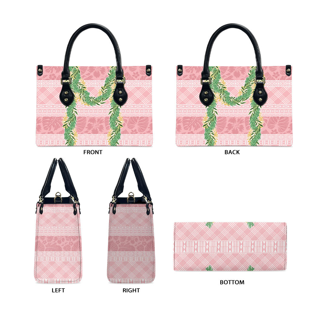 Hawai'i Paniolo Maile Twisted Lei Leather Bag Dusty Rose LT7 - Polynesian Pride