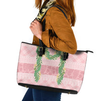 Hawai'i Paniolo Maile Twisted Lei Leather Tote Bag Dusty Rose LT7 Dusty Rose - Polynesian Pride