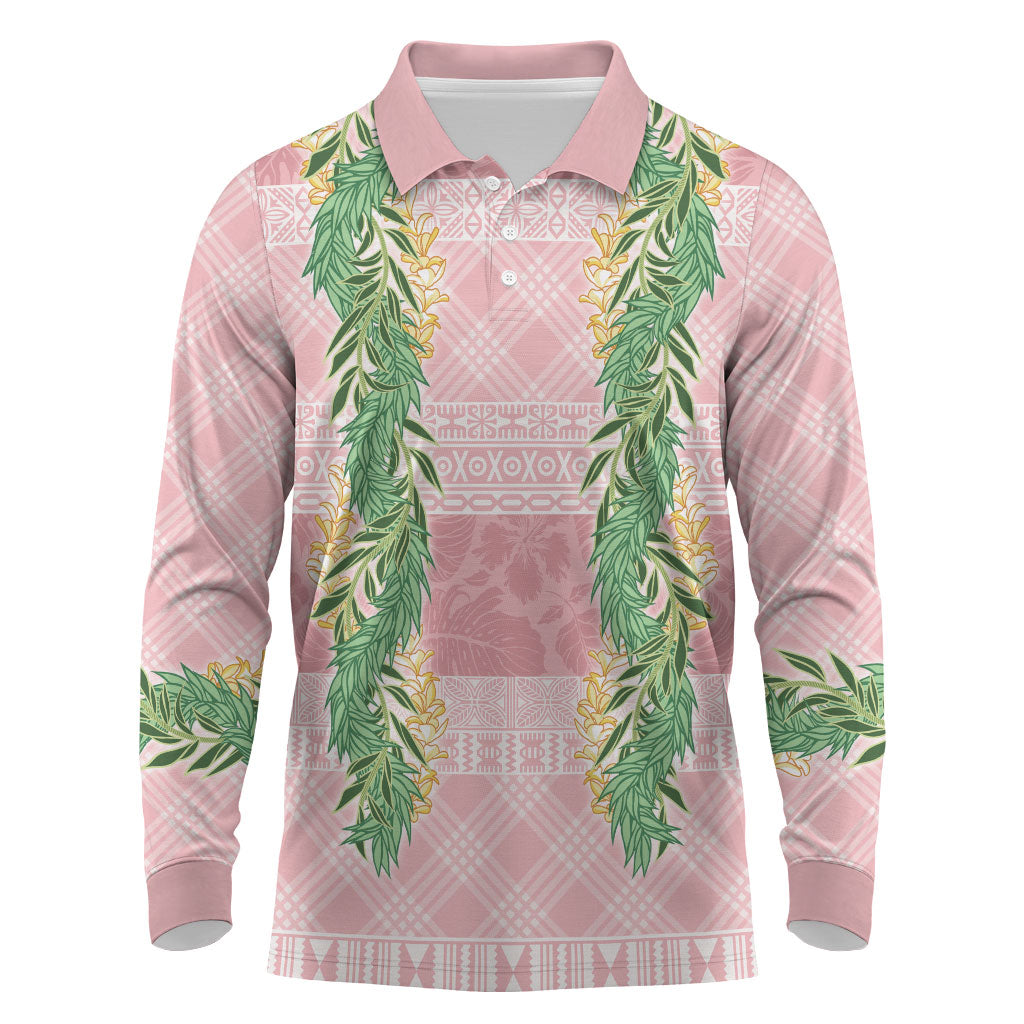 Hawai'i Paniolo Maile Twisted Lei Long Sleeve Polo Shirt Dusty Rose LT7 Dusty Rose - Polynesian Pride