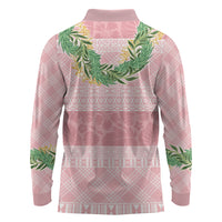 Hawai'i Paniolo Maile Twisted Lei Long Sleeve Polo Shirt Dusty Rose LT7 - Polynesian Pride
