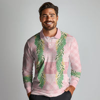 Hawai'i Paniolo Maile Twisted Lei Long Sleeve Polo Shirt Dusty Rose LT7 - Polynesian Pride