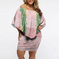 Hawai'i Paniolo Maile Twisted Lei Off Shoulder Short Dress Dusty Rose LT7 Women Dusty Rose - Polynesian Pride