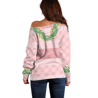 Hawai'i Paniolo Maile Twisted Lei Off Shoulder Sweater Dusty Rose LT7 - Polynesian Pride