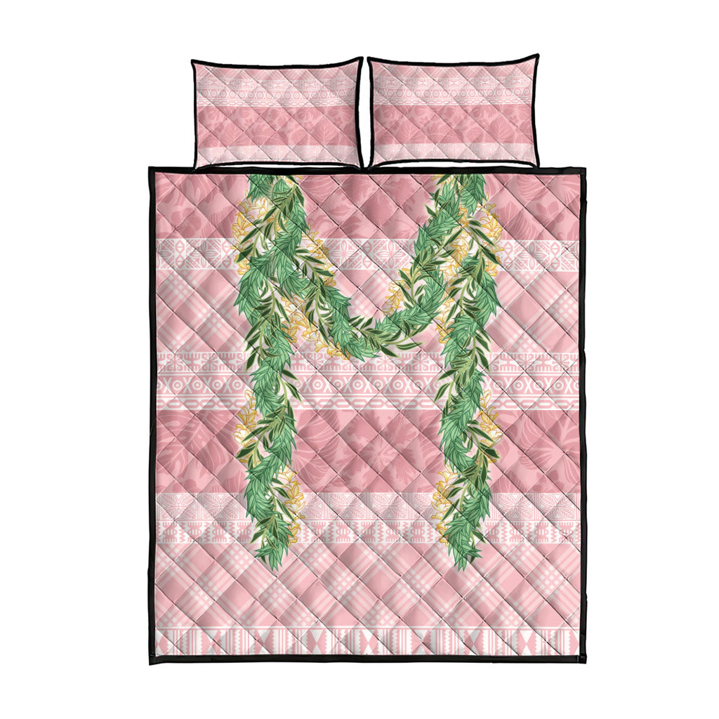 Hawai'i Paniolo Maile Twisted Lei Quilt Bed Set Dusty Rose LT7 - Polynesian Pride