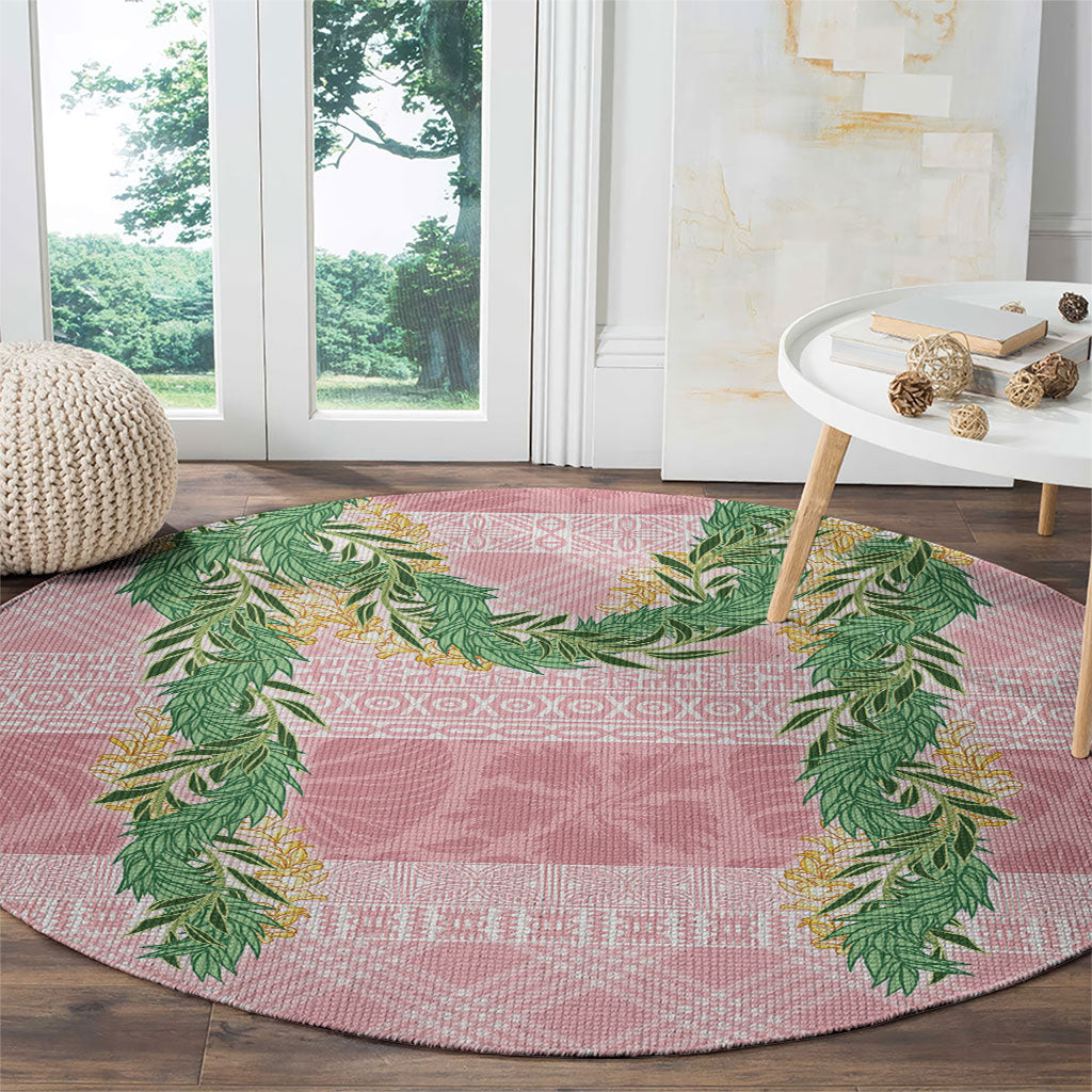Hawai'i Paniolo Maile Twisted Lei Round Carpet Dusty Rose LT7 - Polynesian Pride