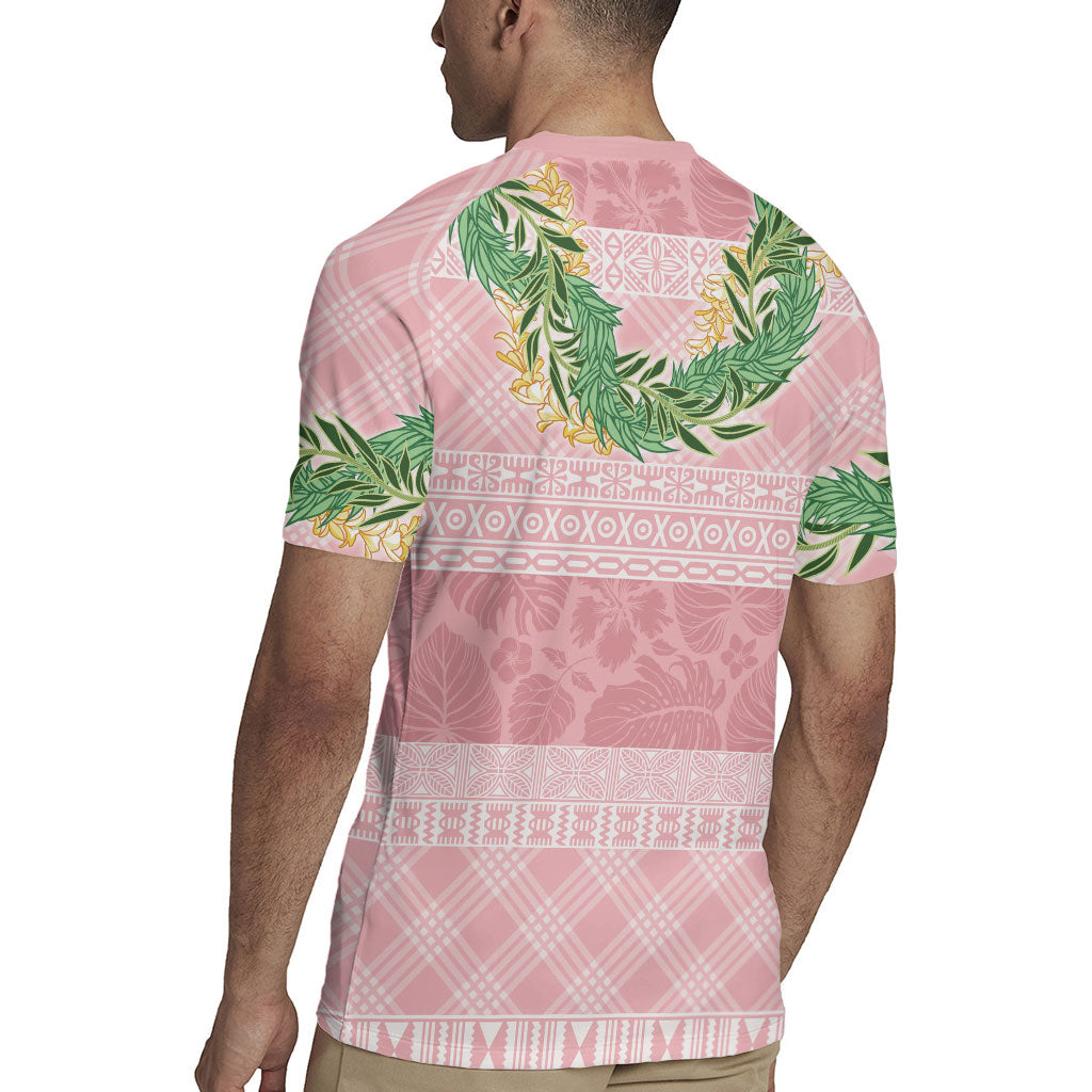 Hawai'i Paniolo Maile Twisted Lei Rugby Jersey Dusty Rose LT7 - Polynesian Pride