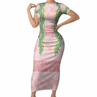 Hawai'i Paniolo Maile Twisted Lei Short Sleeve Bodycon Dress Dusty Rose LT7 Long Dress Dusty Rose - Polynesian Pride