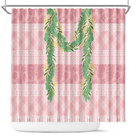 Hawai'i Paniolo Maile Twisted Lei Shower Curtain Dusty Rose LT7 Dusty Rose - Polynesian Pride